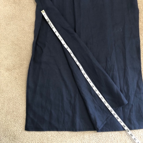 Sail to Sable Maxi Dress High Neck Slit Embroidered Navy - Picture 14 of 14
